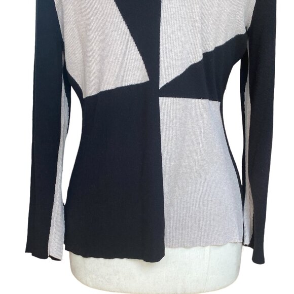 Nic + Zoe Abstract Color Block Geometric Sweater Neutral Avant Garde Art Deco-PL - Picture 10 of 13